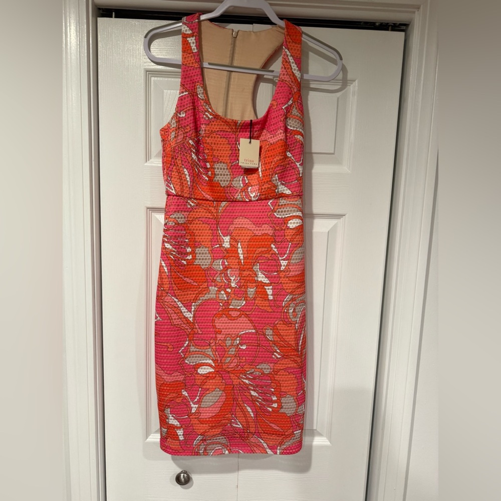 Trina Turk Vibrant Pink and Orange Midi Dress